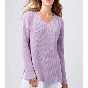 NWT Kinross Purple Ribbed V-Neck Sweater Top M